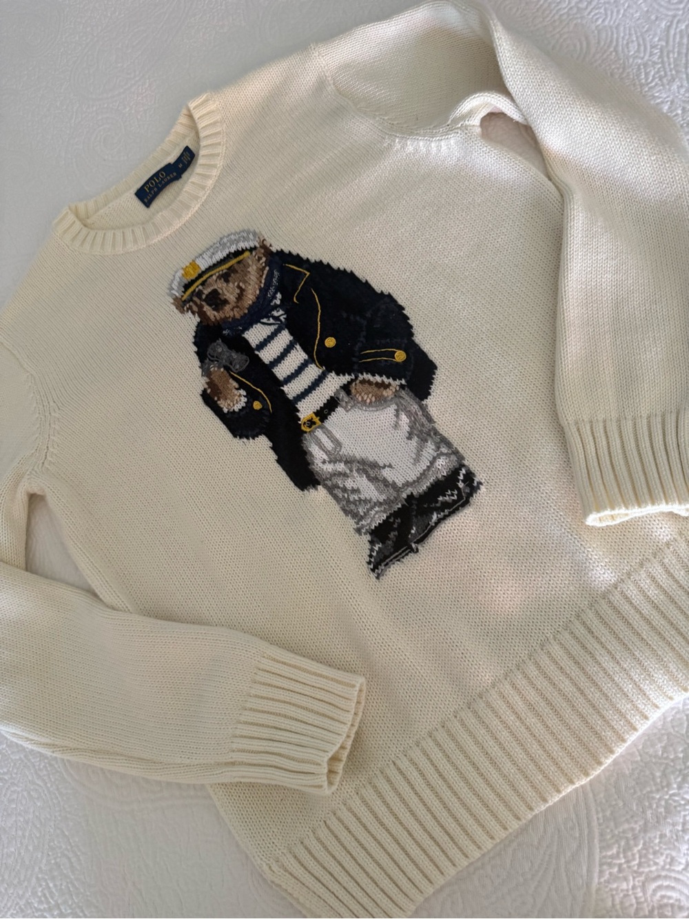 Polo by Ralph Lauren White Captain Bear Intarsia Crewneck Sweater❗️ - Picture 7 of 15